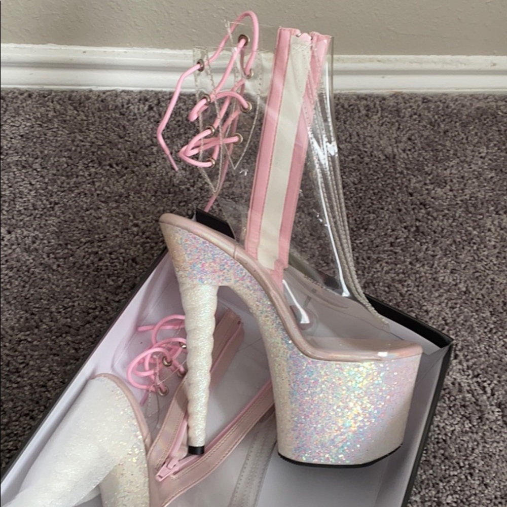 Clear/Pink Pleaser shoes